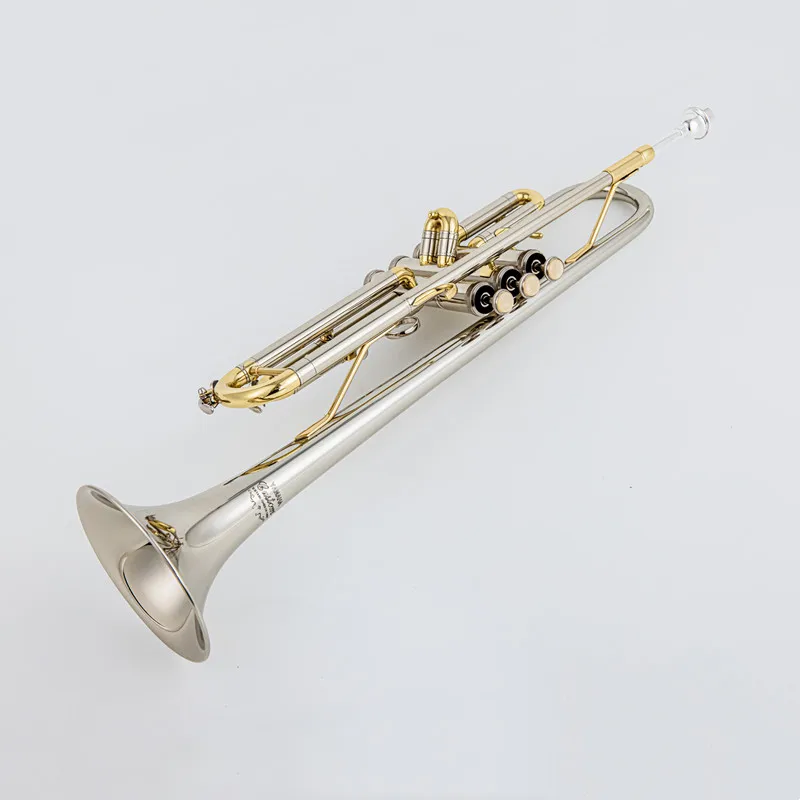 Trompete Profissional Com Estojo de Couro, BB Latão Liso, Banhado Prata, Instrumentos MusicAis, Feito No Japão, Qualidade 8335