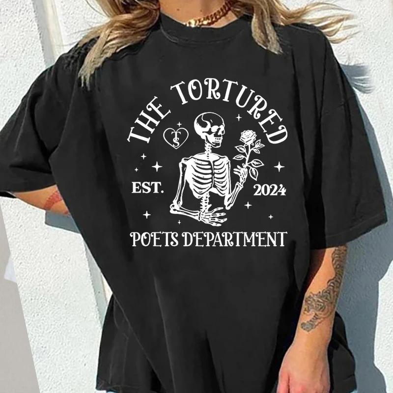 Trovaté tričká Mučené básnici Grafické tričká Funny lebka Ttpd Merch Tlačené tričko letné hudobné tričko unisex streetwear