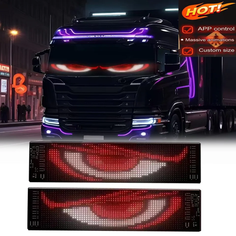 Truck čelné sklo Eagle Eye Devil's Eye Eye Lights pohybujúce sa pre auto stickuptext ovláda DIY Display Sign Sign doska pre nákladné autá svetlo
