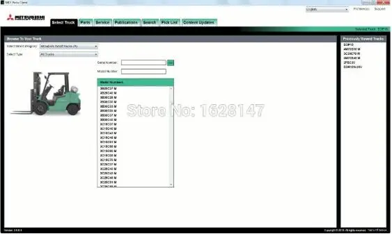 Trucks Forklift Trucks 2019 (MCFE) pre katalóg náhradných dielov Mitsubishi