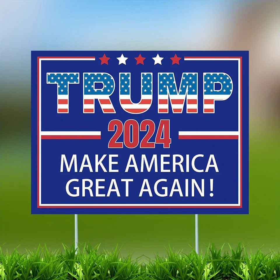 Trump 2024 Take America Back Yard Sign - odolný plast, červený vonkajší/vnútorný dekor pre trávnik, záhradu, okno - nie je potrebná žiadna sila