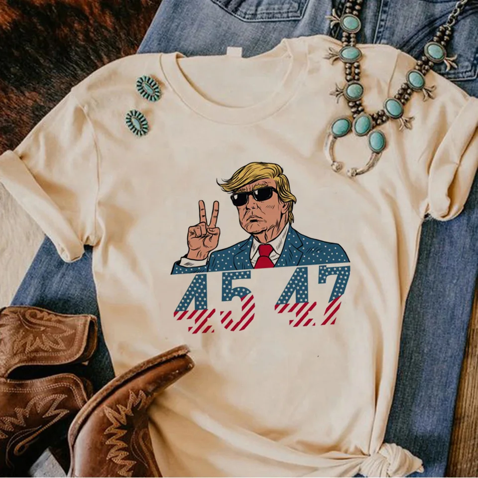 Trump 2024 tričko Ženy vtipné manga anime tričká dievčenské oblečenie manga