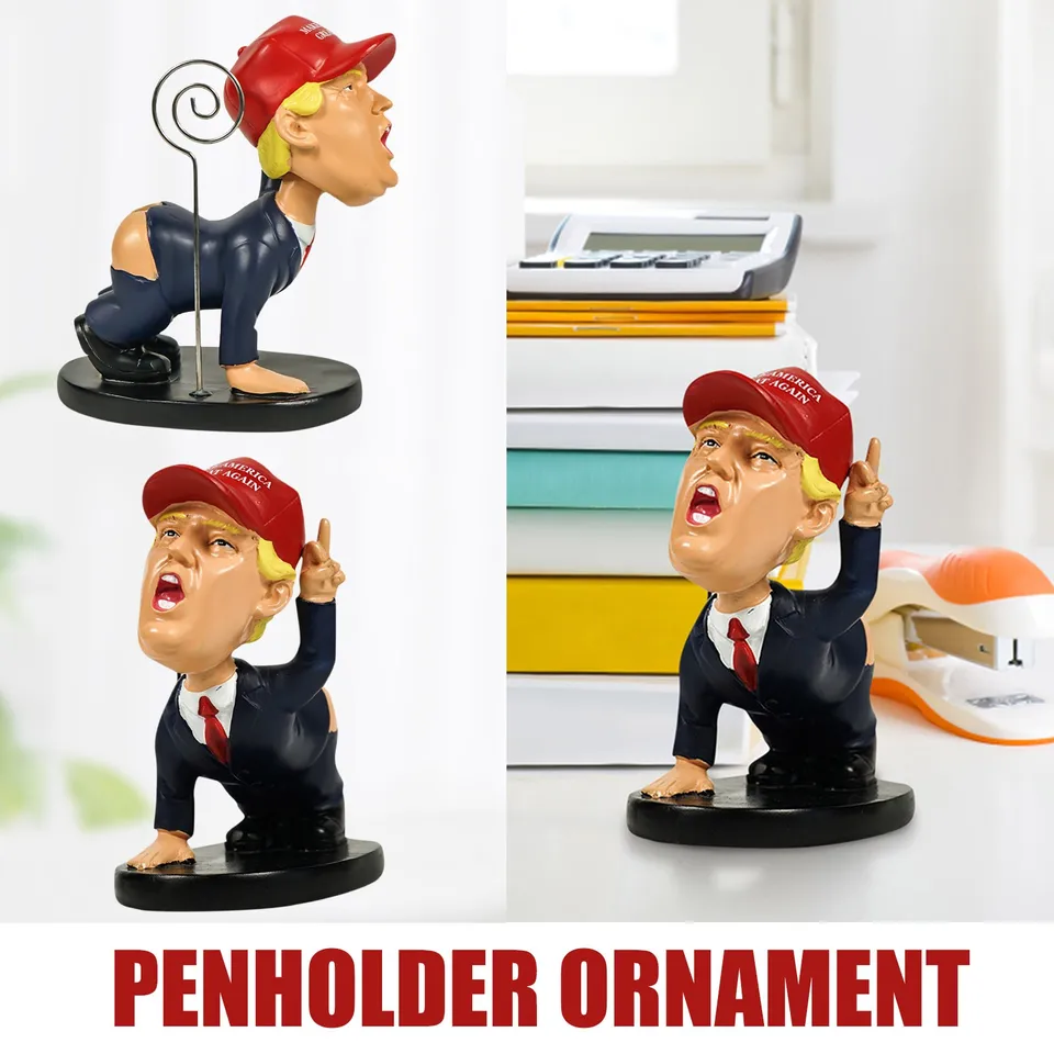 Trump Bobblehead živicová socha ozdoby kreatívna paródia na znakové pero vložky multifunkčné bábiky figuríny promócie darček