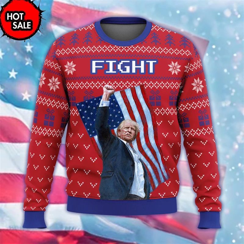 Trump mal pravdu vo všetkom, čo Donald Trump podporovateľ škaredý sveter USA vlastenecký unisex sveter vianočná mikina pullover