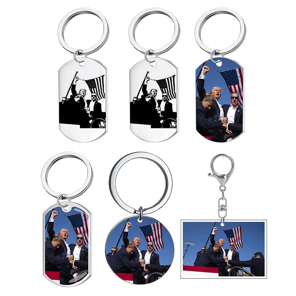 Trump Rally Shooter Keychain USA sloboda móda Trump Key prsteň Trump Shot Shot Fight Key Ring Darček pre priateľov