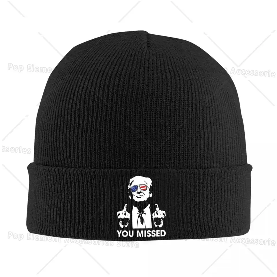 Trump Zmeškal si pletený klobúk dámske mužské lebky čiapky jesenné zimné klobúky Streľba na Trump Rally Cast Melon Cap