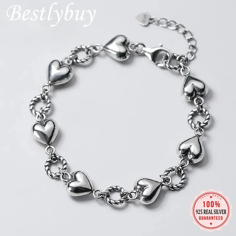 Trustdavis Authentic 925 Sterling Thai Silver Romantic Srdc Twist Ring Ratge Bangle for Women Party Fine S925 šperky DA1883
