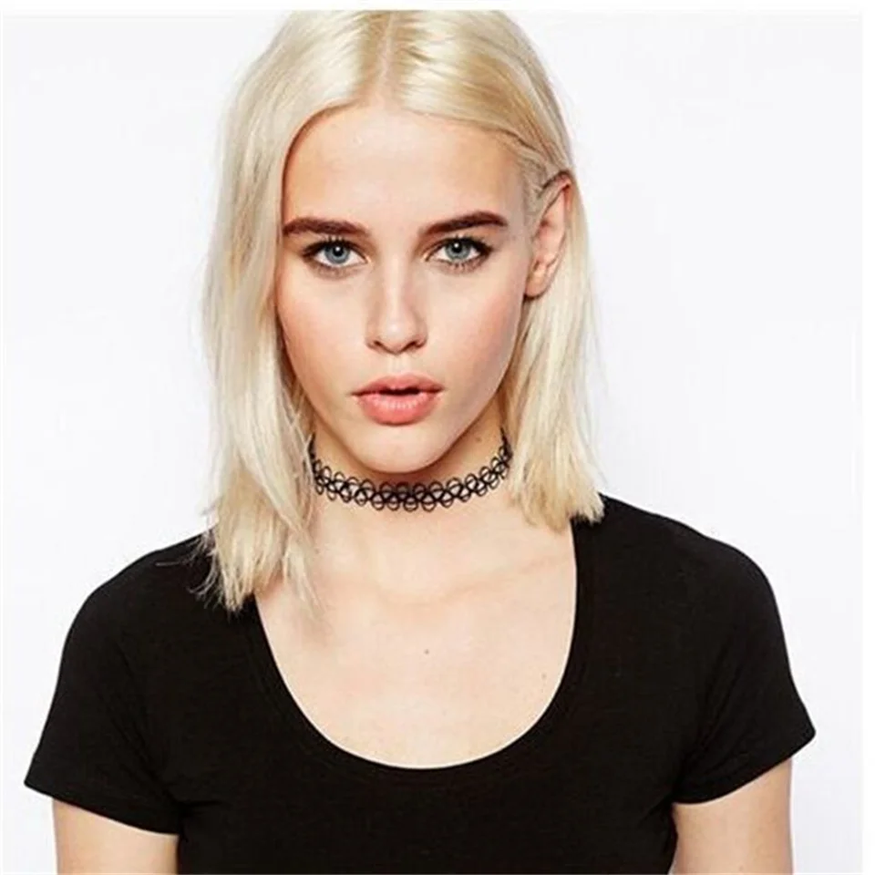Trvanlivé nové módne ženy Gollares náhrdelníkov čierna retro henna vintage elastické tetovanie choker sexy dievča večierok darček veľkoobchod