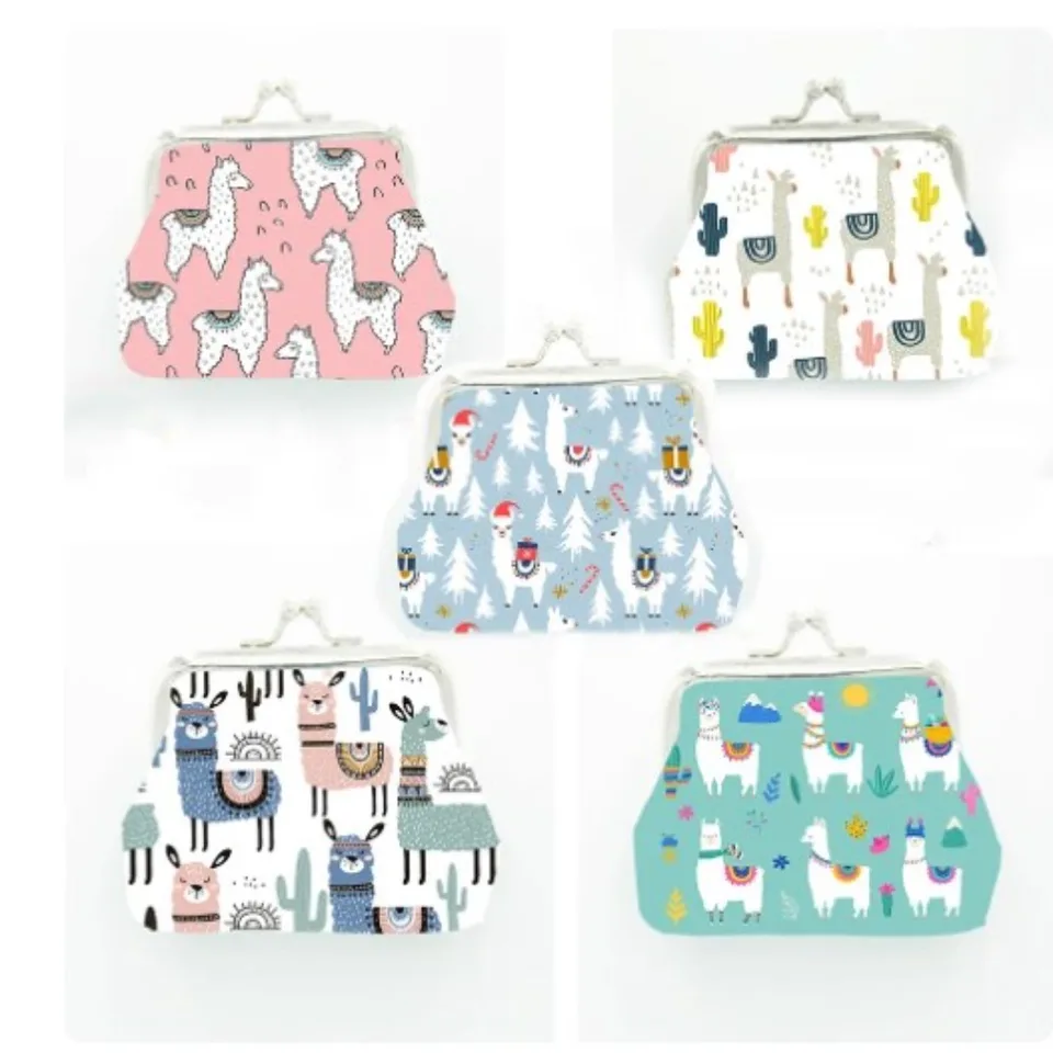 Trvanlivé umelé pu karikatúru Alpaca tlačené mince na kategórie tlač Smoot Girl Hasp nula peňaženka Mini Money Bag Ženy