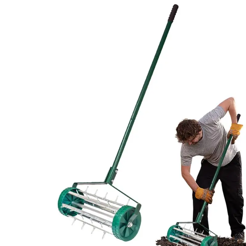 Trávnik prevzdušňovací nástroj Rolling Lawn Rawn Tool s rukoväť