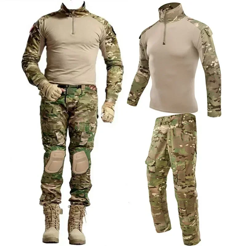Tréningové súpravy oblečené oblečenie Uniforma airsoft mužov košele nohavice lovecký taktický oblek mamufláž