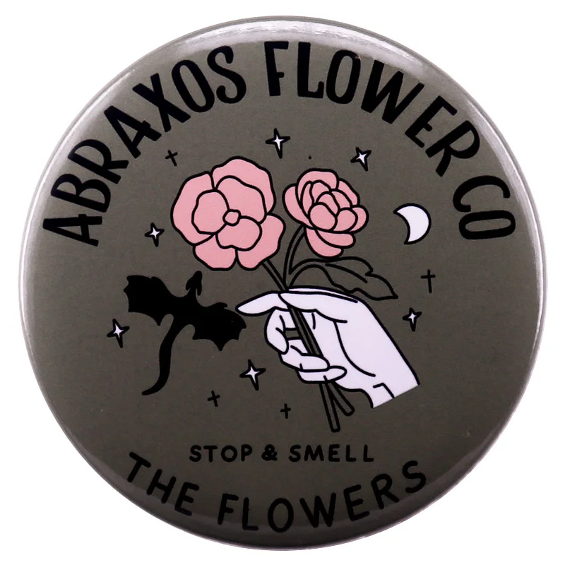 Trón sklenenej inšpirácie odznak Sarah J. Maas Abraxos Flower Tinplate