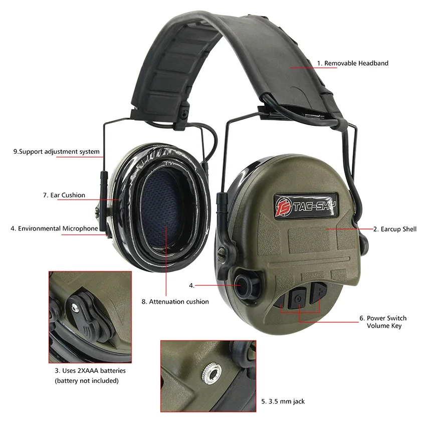TS TAC-SKY TACTICKÁ ELEKTRONICKÁ SKLADENIA HEADSET
