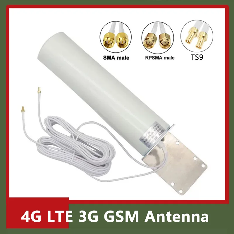TS9 SMA RPSMA 2*2pcs Duálny kábel 4G LTE 3G GSM Omni WiFi Aerial 698 ~ 2700 MHz IP67 Vonkajší vodotesný AP zosilňovač AP zosilňovacia anténa