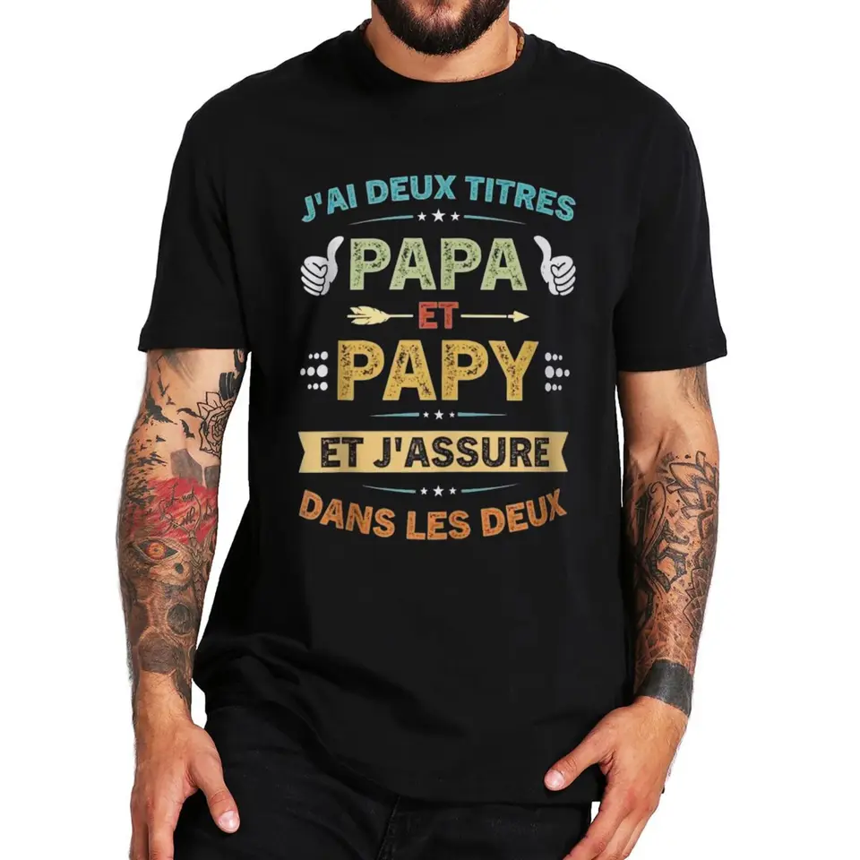 Tshirts Male Brand Tshirts Retro Mám dva tituly, otec a dedko, tričko Papa papy otec darčekové tričko pre mužov, tričko bavlnené