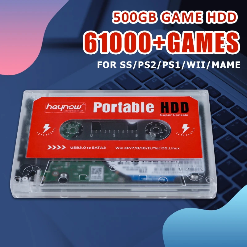 Tsingo prenosný externý 500 GB hry HDD Batocera 34 s 61000+Classic Games Support PS2/PS3/PS1/Mame Emulators for PC/laptop