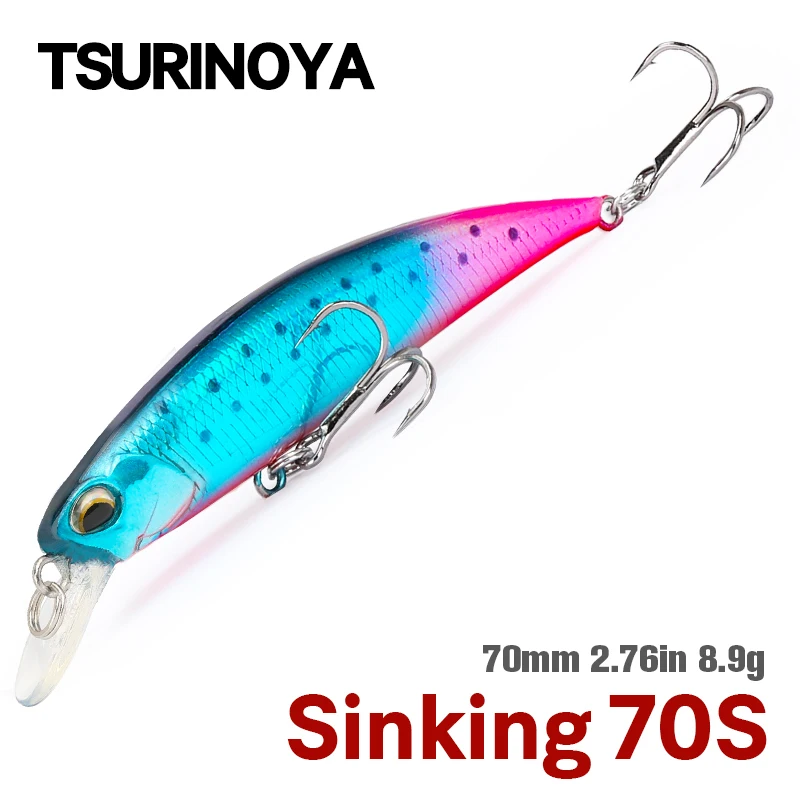 Tsurinoya DW75 Sadenie Minnow Rybolov Láska 70 mm 8,9 g Umelá tvrdá návnada Jercbait Wobbler bass pstruh Sladká voda rybársky náradie