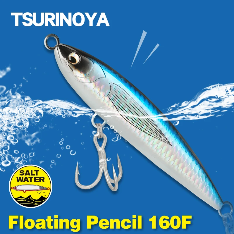 Tsurinoya Topwater Peruzka návnady Crius 160 mm 60g Rybárska návnada slanej vody Trolling Stick návnad
