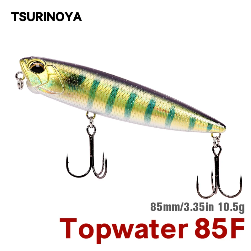 Tsurinoya Topwater Peruzka Rybárska návnada DW59 85 mm 10,5g Tvrdá návnada Stickbait Artificial Floating Wobblers Pike Bass Swimbait
