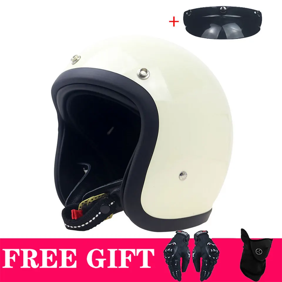 TT & Cocascos vinobranie sklo vlákien Otvorená tvár Motocyklová prilba japonská korea retro skúter Riding 3/4 Jet Casco Moto Capacete
