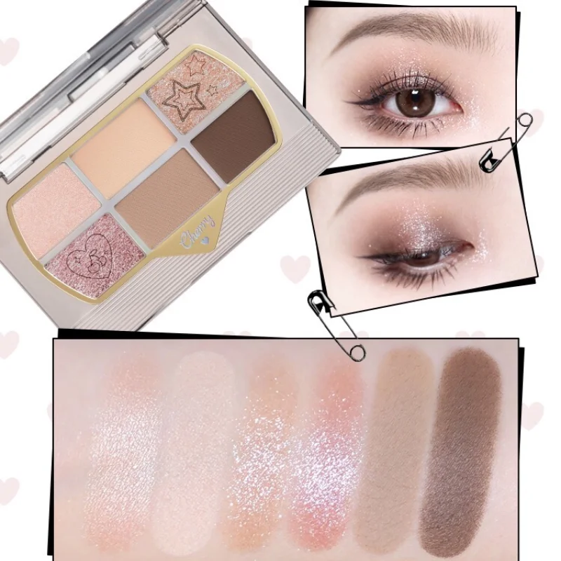 TT Flower pozná čerešňovú párty šesť farebných očných tieňov Zeme Color Matte gramofón rekord očný tieňový tanier