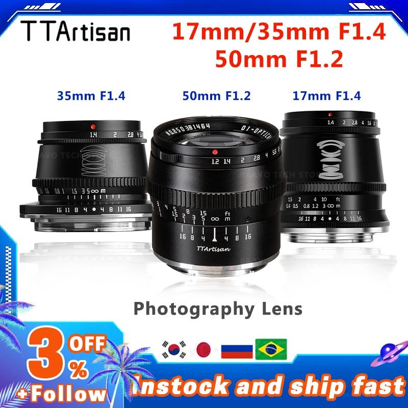 Ttartisan 17 mm f1.4 35 mm f1.4 50 mm f1.2 APS-C manuálne zaostrenie Titánový šedý portrét Photografia pre Sony E Fuji x Canon M M43