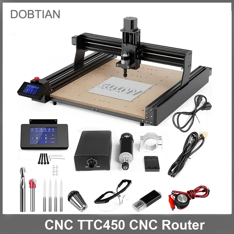 TTC450 CNC laserový ryšík na drevo CNC Router Laser Laser Gravírovanie stroja s 2,5 W/5,5 W/20W Optické rezbárstvo
