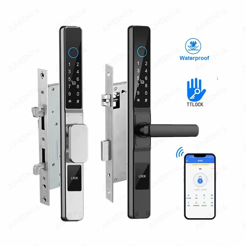 TTLOCK APP Vodotesné odtlačky odtlačkov prstov SMART LOCK pre vonkajšie ťahanie Posuvné hliníkové dvere 2885/3585/4585/6085 Mortise