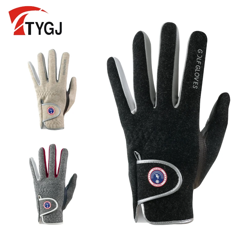 TTYGJ Winter Nový golf tenký zamatový teplý a protišmykový pánsky rukavice s dotykovým vetrom odolným voči vonkajším športovým rukavíc