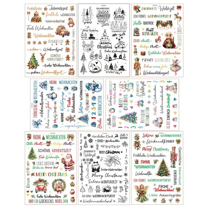 Tub na nálepky Furniture Tri On Transfers Vianočné obtisky vianočný stromček Snowman Santa Fairy Rub On Transfers Journal Supplies
