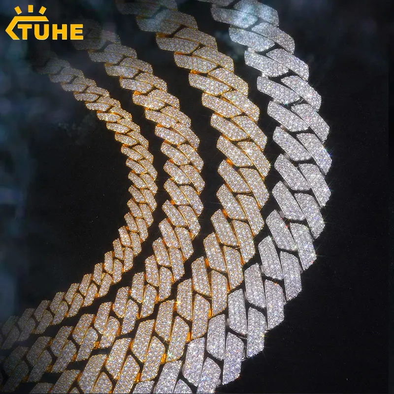 Tuhe 12 mm-14 mm unisex Vysoko kvalitné ľadové ľadové kubánske spojenie náhrdelník Cz Men pre mužov hip hop šperky