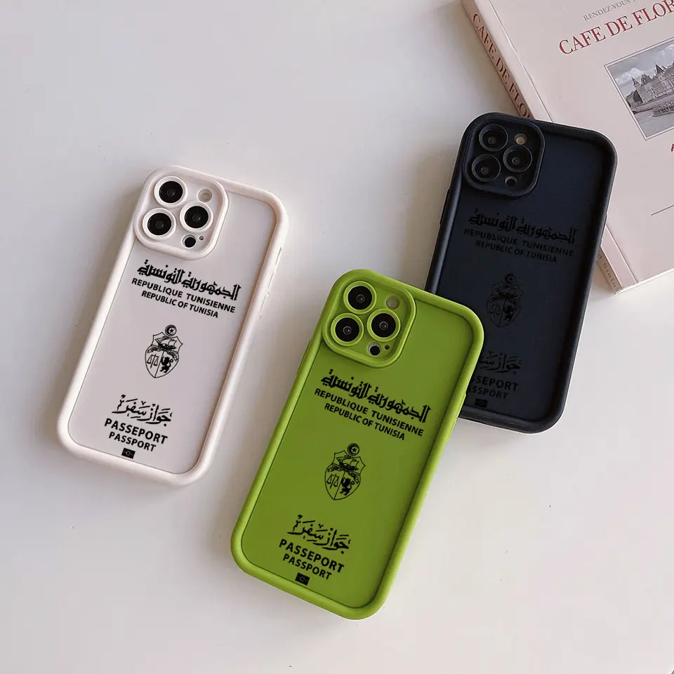 Tunisko Passport Pase pre iPhone 16 15 14 13 12 11 Pro Max Mini xr xs x 7 8 plus soft zadný kryt TPU