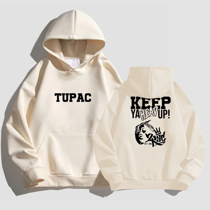 Tupac mikina pre mužské a dámske jesenné a zimné plyšové topy zimné oblečenie Black Street Luxury Loose Gym Sports