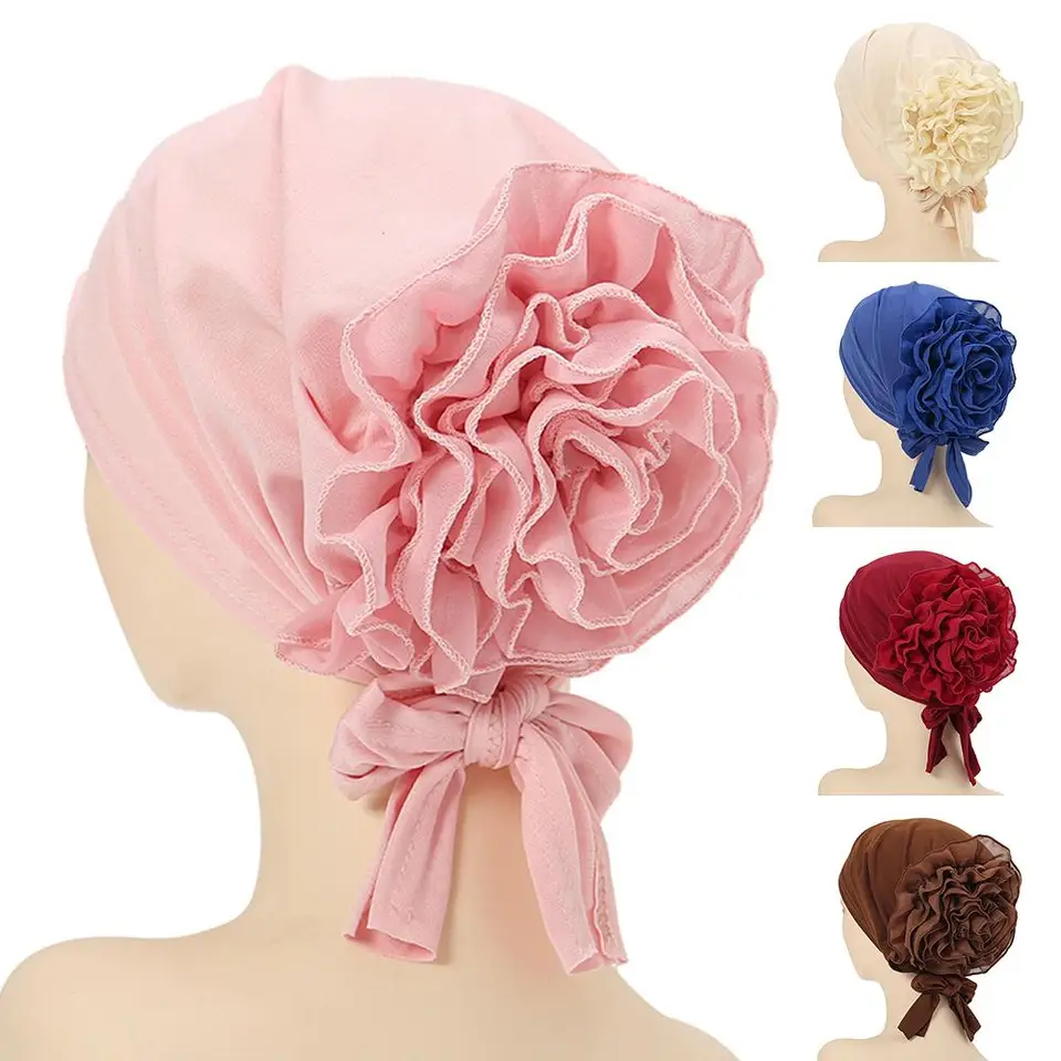 Turban klobúk čiapka kvetinová klobúk špička čiapka kvetinová čiapka natiahnite moslimské všestranné popruhy ženská čelenka trubica čiapka Turbante majer