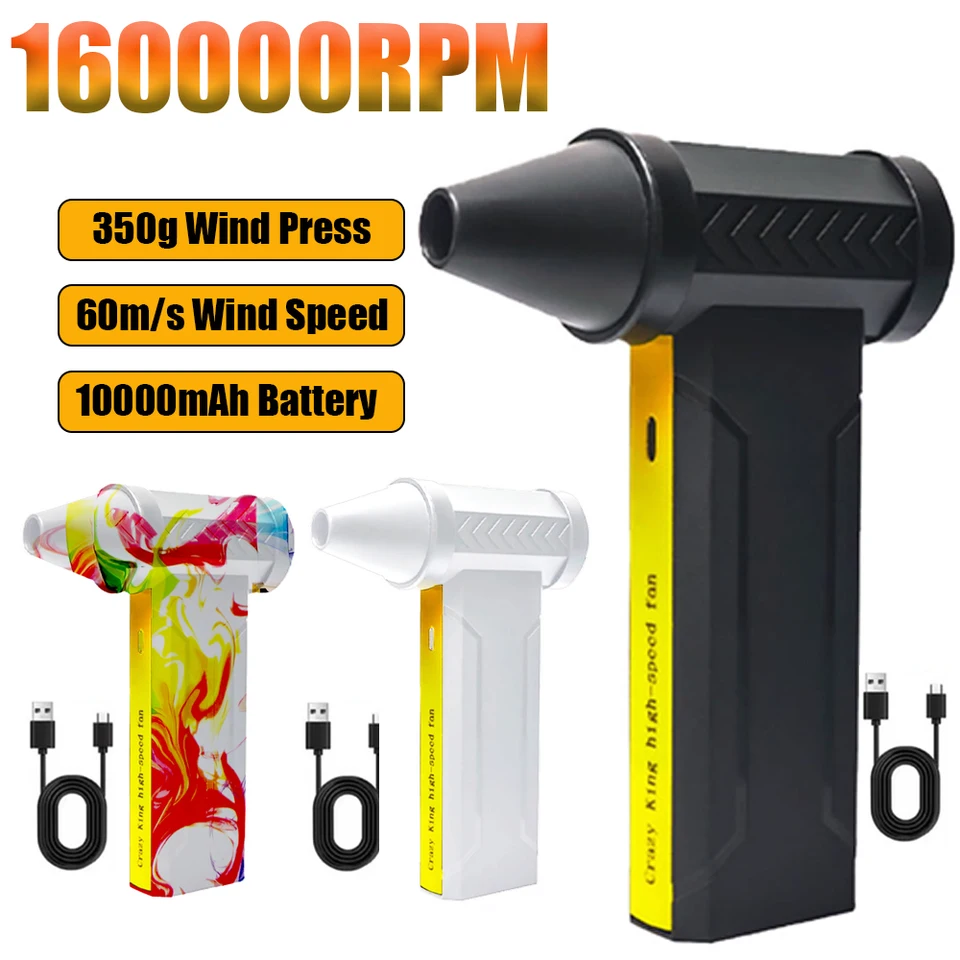 Turbo prúdový ventilátor 160000 orpm elektrický vzduchový dúchadlo bez kefy 10000 mAh 60 m/s Turbo Násilný ventilátor USB Recipinge Výkonný dúchadlo prachu