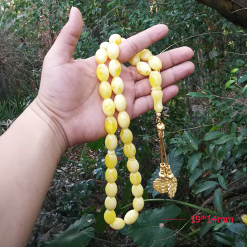 turecký dizajn tasbih 33 ruženec korálky žltá živici Tesbih zlato kazaz kovový tassel islamský moslimský ramadán Darček arabské náramky