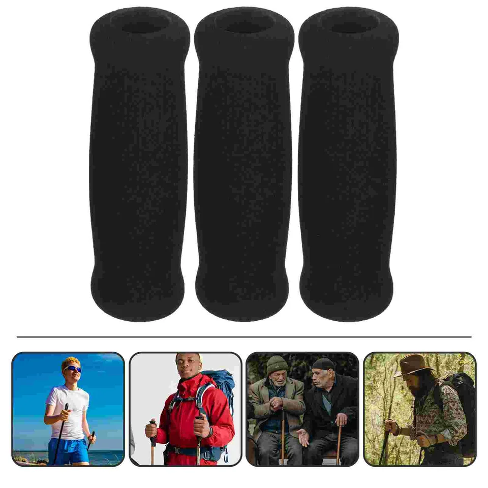 Turistická pólová rukoväť Walker Penová huba huba pri gripe Walking Stick Cover 4ks (čierna) Grips Grips Eldly Accessories Pram
