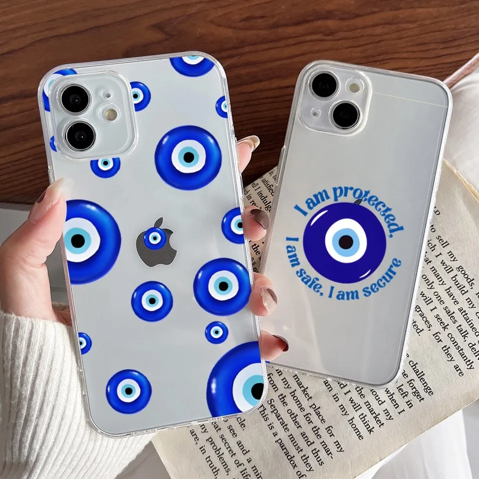 Turkish Lucky Blue Evil Eye Pase pre iPhone 16 15 11 13 14 Pro Max 7 8 Plus x xr xs Max 12mini priehľadný obal