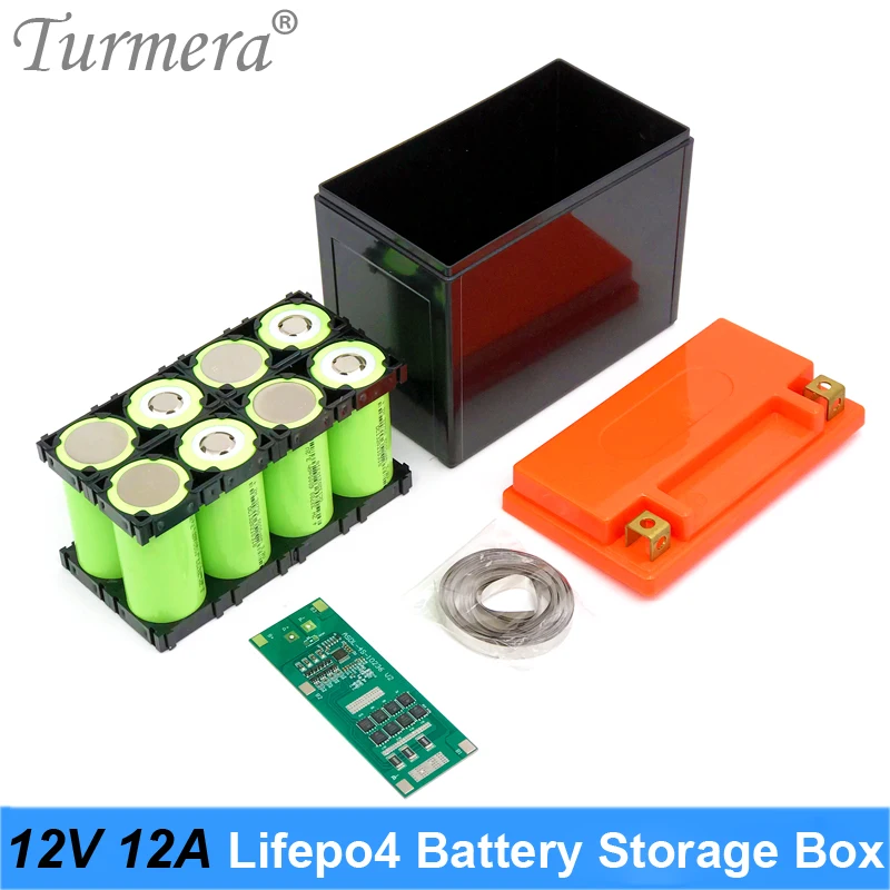Turmera 12V Storage Box 2x4 Držiteľ nikel so 4S 40A 12,8 V Balance BMS pre 32700 LIFEPO4 Neuintranné napájanie Použitie napájania