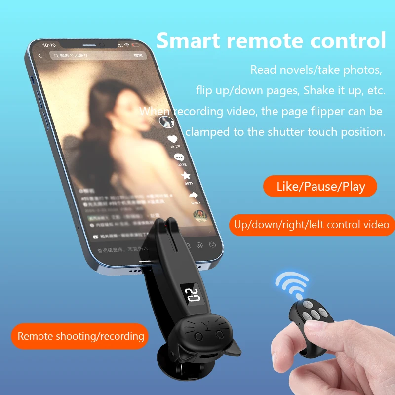 Turner stránky diaľkového ovládača pre Kindle Paperwhite Bluetooth5.3 Camera Shutter E-Reader Camera Fotoaparát Smart Phone Automatic Clicker