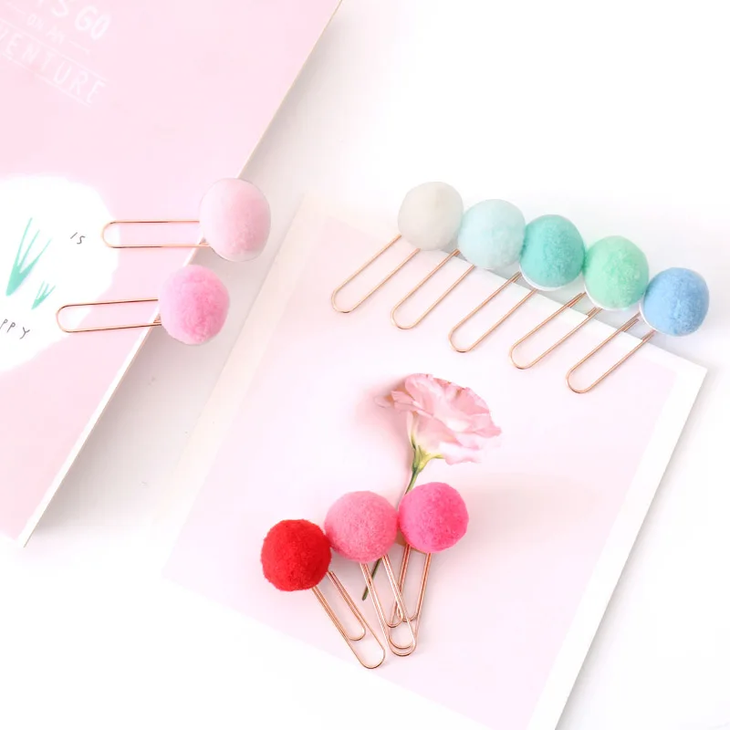 Tutu 30ks/set Cute Hairball Rose Gold Modeling Paper Paper Clip Fashion Business Office Lady Style Kancelárske potreby sada H0270