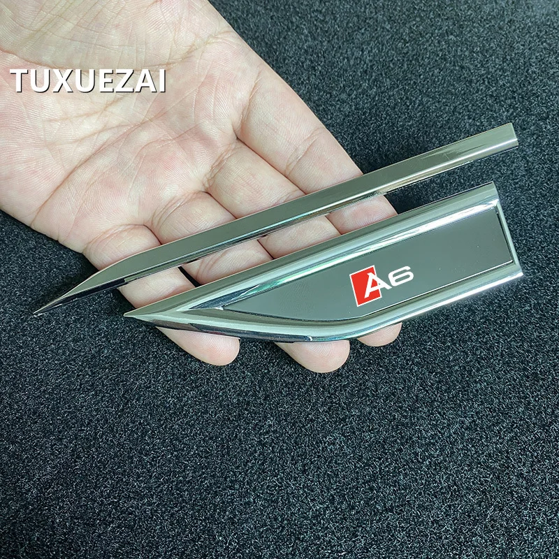 Tuxuezai pre Audi A6 A6 CAR Body Body pásové nálepky nálepky Príslušenstvo Kovové dekorácie Kovové telesné štítky Príslušenstvo 1 pár