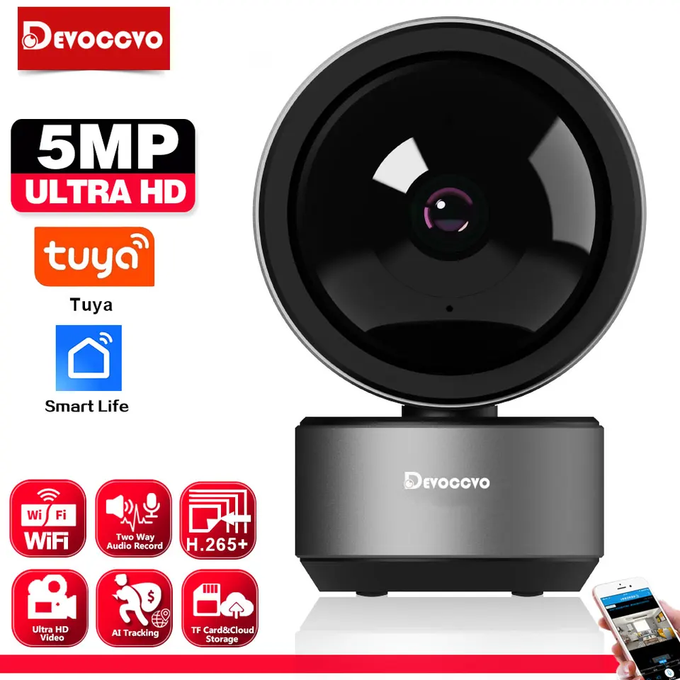 Tuya 5MP WiFi PTZ SECUITY COMERA INDOOR AI HUMAN AUTO Tracking Wireless CCTV Sledovanie IP fotoaparát Smart Life Baby Monitor Cam Cam