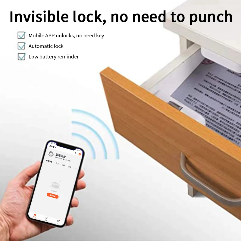 TUYA APP APP DISTORE CONTROWN SCBINET LOCK LOCK SMART HOME Neviditeľná bezkľúčová elektrická elektrická energia WiFi bezpečnostné ovládacie prvky