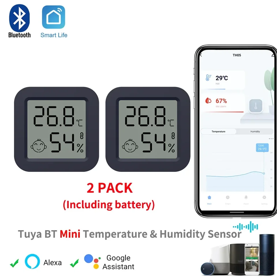 Tuya mini bluetooth teplota vlhkosti Sensor Mini LCD Screen Smart App Smart App Diaľkový hlasový ovládací riadok Google Herometer Hygrometer