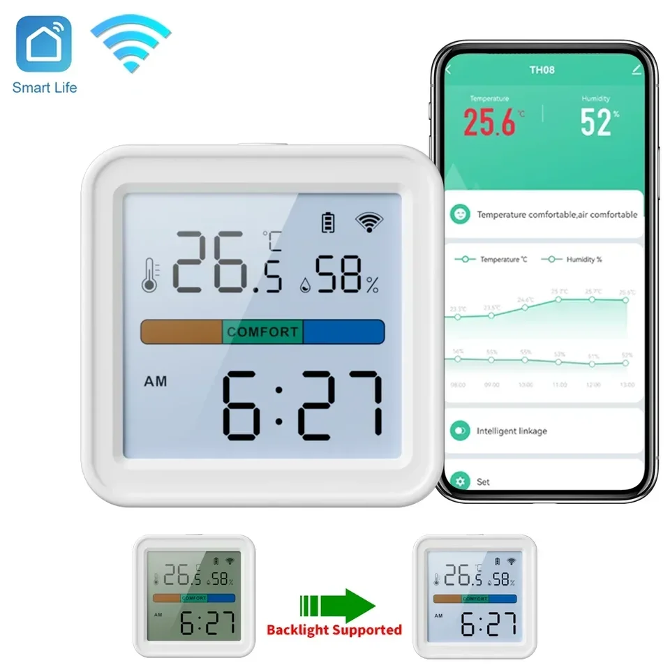 Tuya nová wifi teplotná vlhkosť senzora inteligentný život podsvietenia Hygrometer Sensor Sensor podporuje Alexa Google Home Assistant