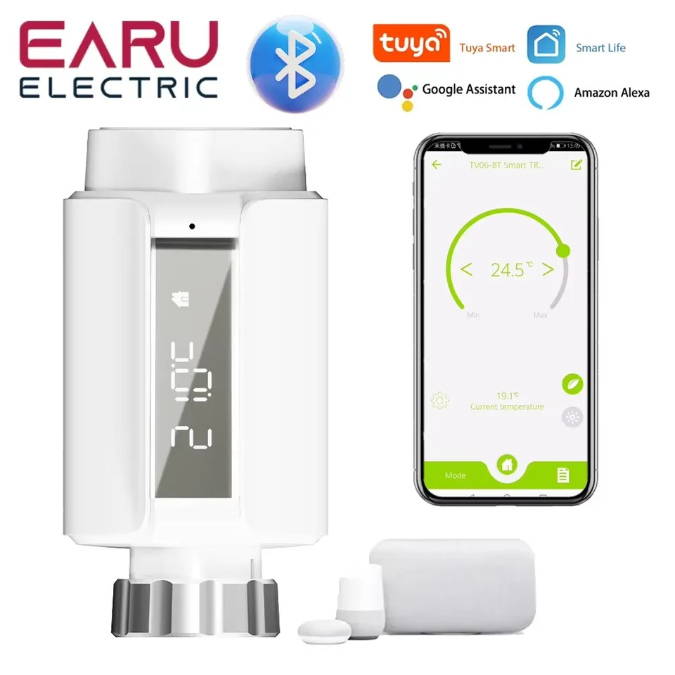 Tuya Smart Bluetooth Radiator Actuator TRV Programovateľný termostat chladiča ventilu Ventil diaľkový regulačný regulátor podporuje Alexa