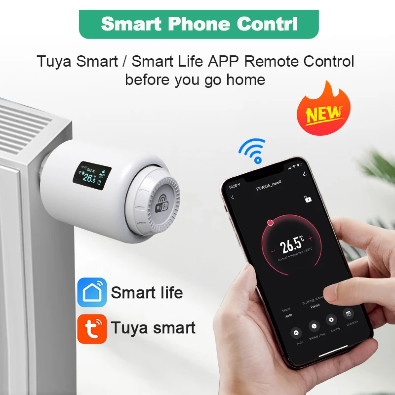 TUYA SMART HOME WIFI TERMOSTATICKÝ RADIÁTOR OVLÁDAČKÝ VENTIL TRV TERMOSTAT Programovateľný regulátor teploty Alexa Google Home