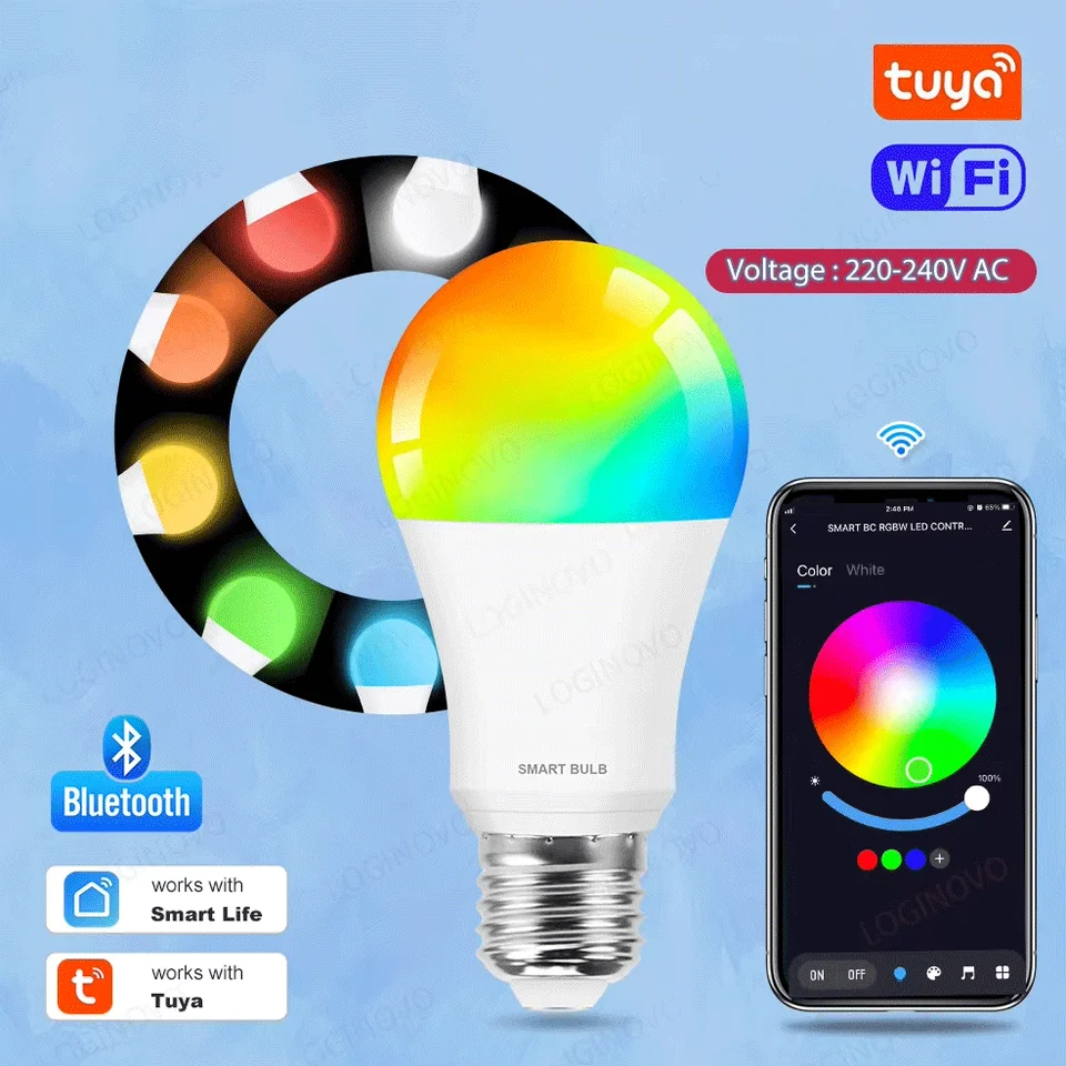 TUYA SMART LED žiarovka E27 Bluetooth/WiFi RGBCW LED žiarovka 220V SMART LAMP LIMP SMART LIFE CONTROL CONTROL APP