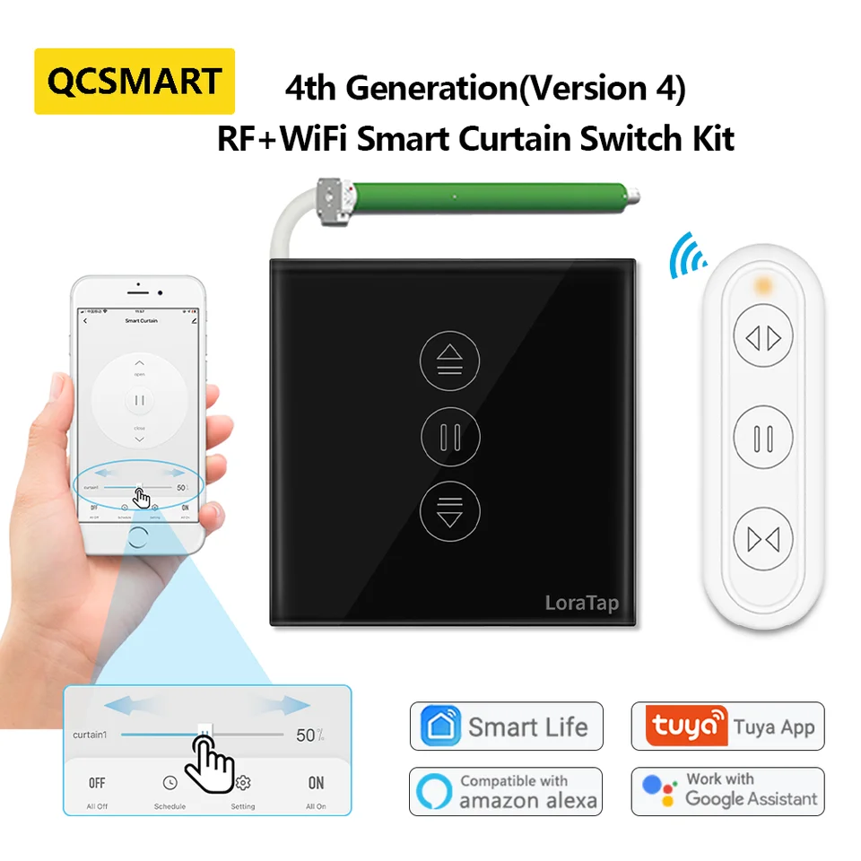 TUYA SMART LIFE 4. generácie Black Contain Switch s diaľkovým ovládaním Roller Shutter Blind Hlasové ovládanie cez Google Home Alex